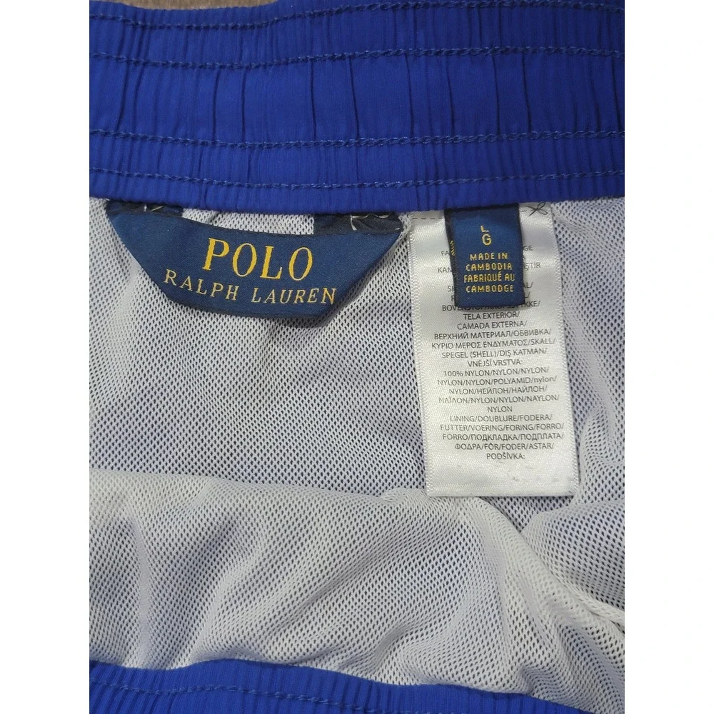 Polo Ralph Lauren Mens Blue Swim Trunks Mesh Lined Drawstring Shorts Size Large
